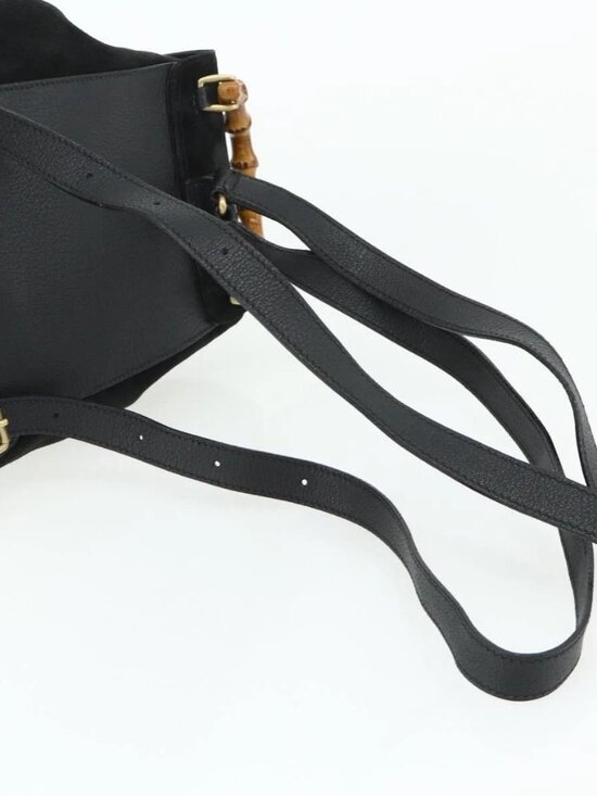 GUCCI Bamboo Backpack Suede Black Gold 003 2034 0030 Auth 177116 main image 5